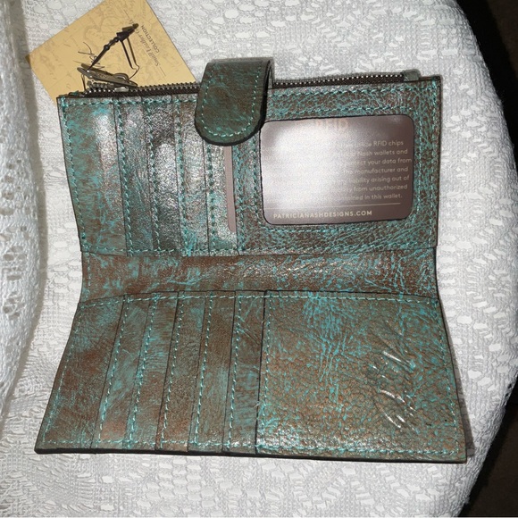 Patricia Nash Nazari, Light Turquoise Tooled Wallet, NWT - Picture 3 of 9
